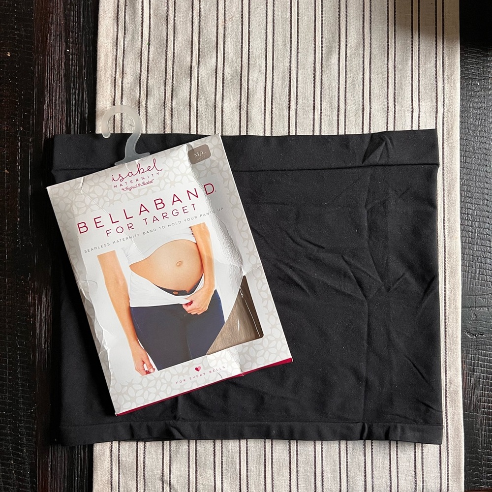 2 Maternity Belly Bands - Black Used, Nude is New in Package